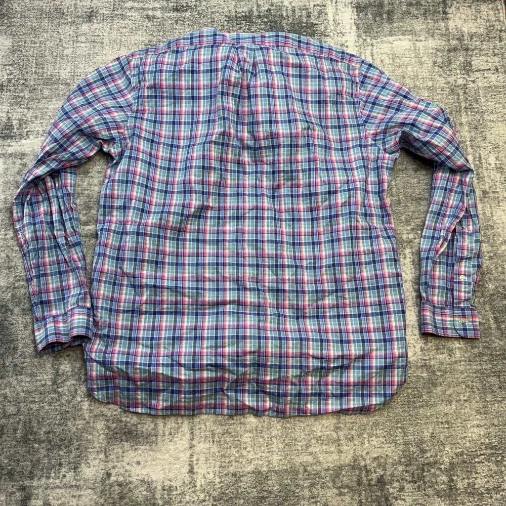 Polo Ralph Lauren Shirt Men XL Blue Bright Colorful Plaid Button Down Preppy Ivy